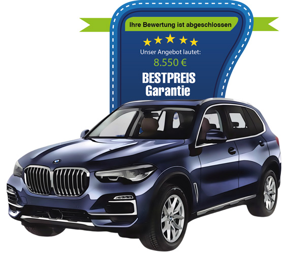 Ein Beispielauto mit Bewertung dahinter. Hier wird der Bestpreis von 8.550 Euro geboten.